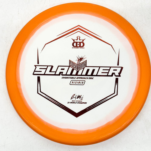 Vist Large View of Product Image Which is Used Dynamic Discs SOCKIBOMB SLAMMER Disc Golf Putter Orange 174g
