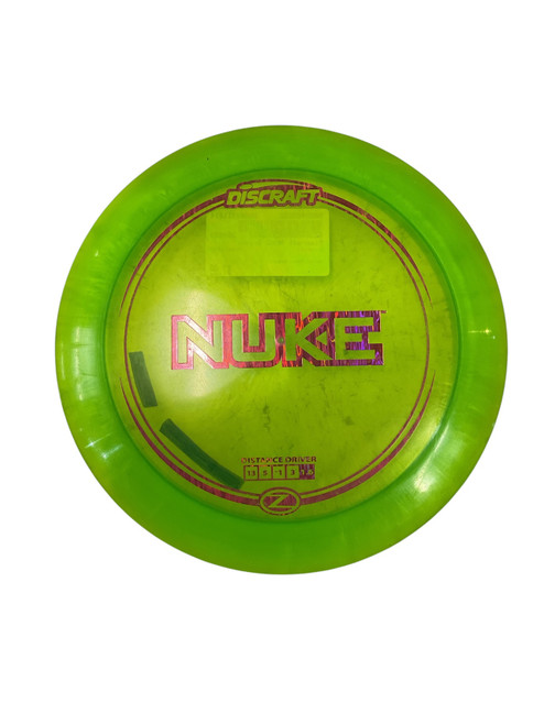 Vist Large View of Product Image Which is Used Discraft NUKE Disc Golf Driver Neon Green