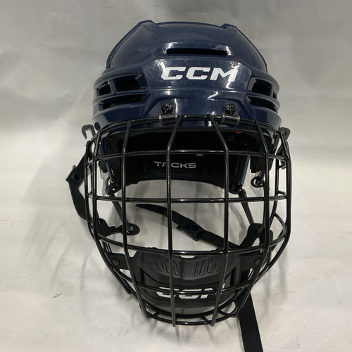Vist Large View of Product Image Which is Used CCM TACKS 720 Helmet Cage Combo Navy Blue MD