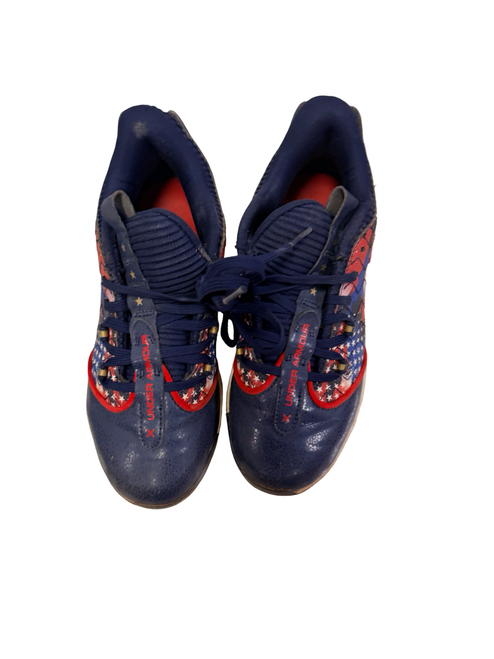 Vist Large View of Product Image Which is Used Under Armour HARPER 9 TPU JR USA Baseball Cleats Junior 05 3027606-400