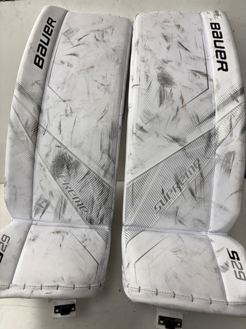 Vist Large View of Product Image Which is Used Bauer SUPREME S29 Goalie Leg Pads Inter White LG
