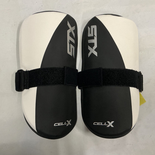 Vist Large View of Product Image Which is Used STX CELL-X Lacrosse Bicep Pads/Guards White/Black/Red LG