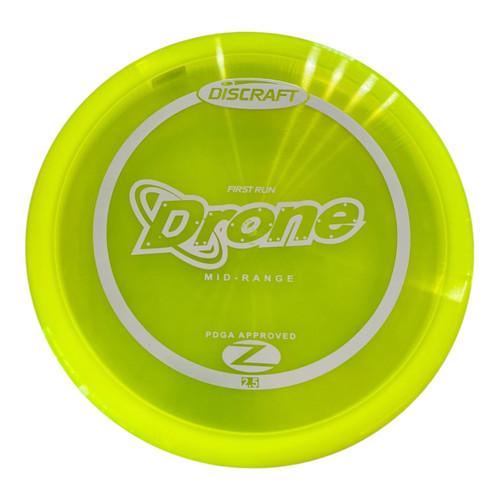Vist Large View of Product Image Which is Used Discraft DRONE FIRST RUN Disc Golf Mid Range Yellow 178g