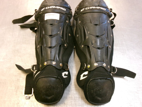 Vist Large View of Product Image Which is Used Champro YOUTH SHIN GUARD Catchers Leg Guards Black Youth