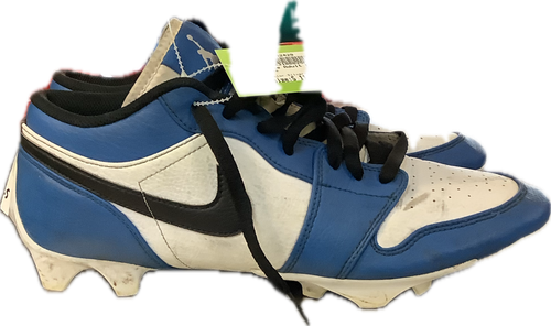 Vist Large View of Product Image Which is Used Nike Adult FB Cleats Silver/White/Royal Senior 11.5
