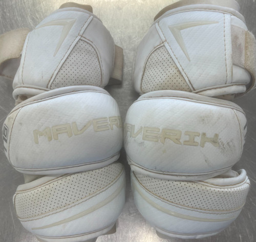 Vist Large View of Product Image Which is Used Maverik M6 Lacrosse Arm Pads/Guards White LG