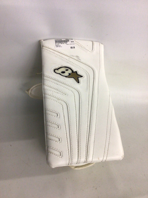 Vist Large View of Product Image Which is Used Brians OPTIK 9.0 Junior Goalie Blocker White