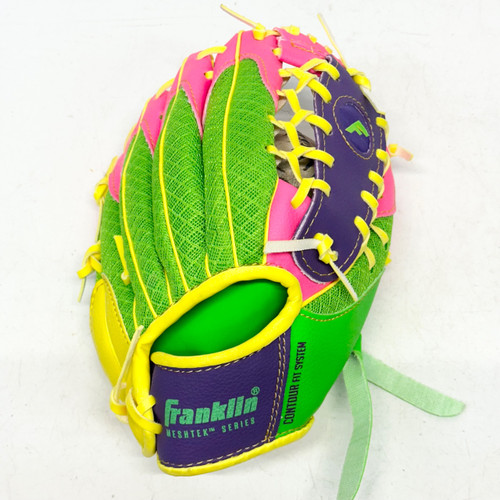 Vist Large View of Product Image Which is Used Franklin MESH TEK BB/SB Glove RH Throw Green And Yellow 9 1/2"
