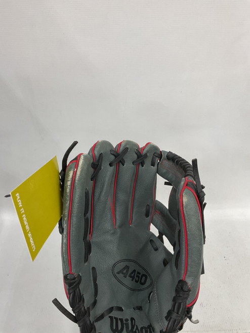 Vist Large View of Product Image Which is Used Wilson A450 BB/SB Glove LH Throw Grey 11 1/2"