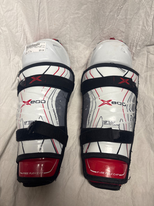 Vist Large View of Product Image Which is Used Bauer VAPOR X800 Senior Shin Guards White 12"