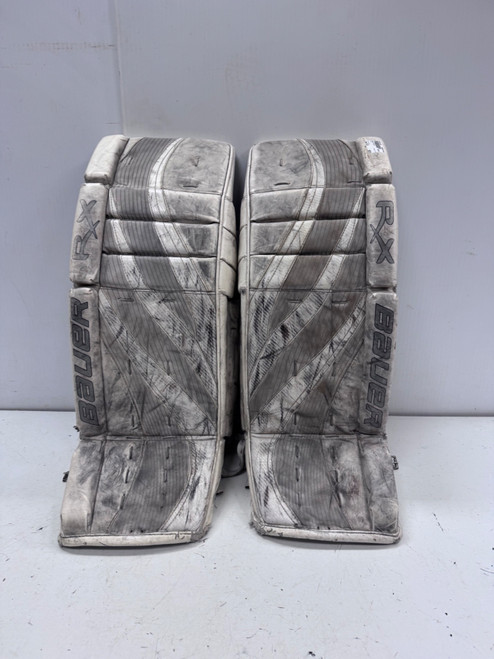 Vist Large View of Product Image Which is Used Bauer RX LE Goalie Leg Pads Senior White 34"