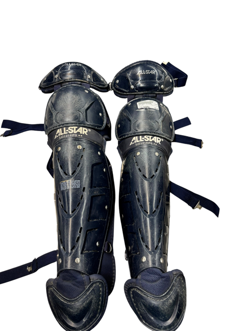 Vist Large View of Product Image Which is Used All Star LG1216PS Catchers Leg Guards Navy Blue Intermed