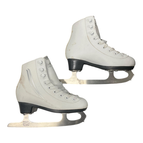 Vist Large View of Product Image Which is Used Lake Placid CASCADE Girls Figure Skate White Youth 13.0