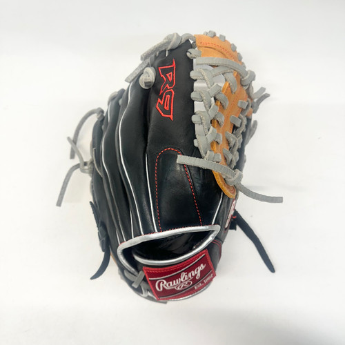 Vist Large View of Product Image Which is Used Rawlings R9 BB/SB Glove RH Throw Black And Copper 11 1/2"
