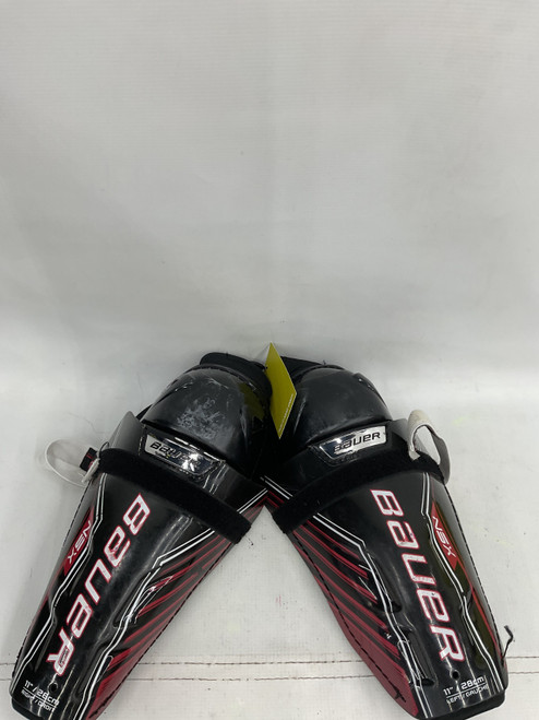 Vist Large View of Product Image Which is Used Bauer NSX Junior Shin Guards Black 11"