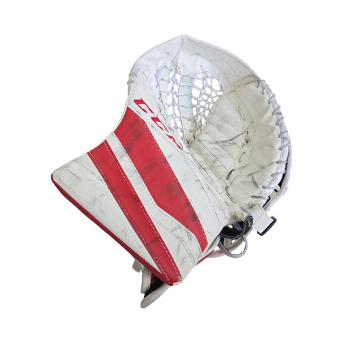 Vist Large View of Product Image Which is Used CCM EXTREME FLEX E3.9 CATCHER Senior Goalie Catcher White