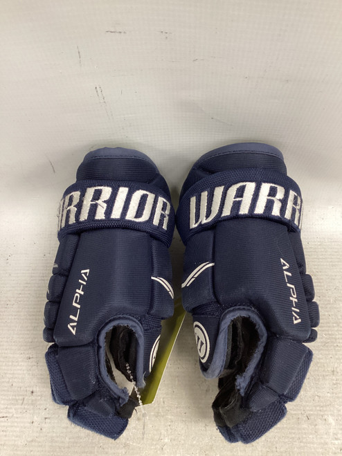 Vist Large View of Product Image Which is Used Warrior ALPHA Youth Gloves Navy Blue 9"