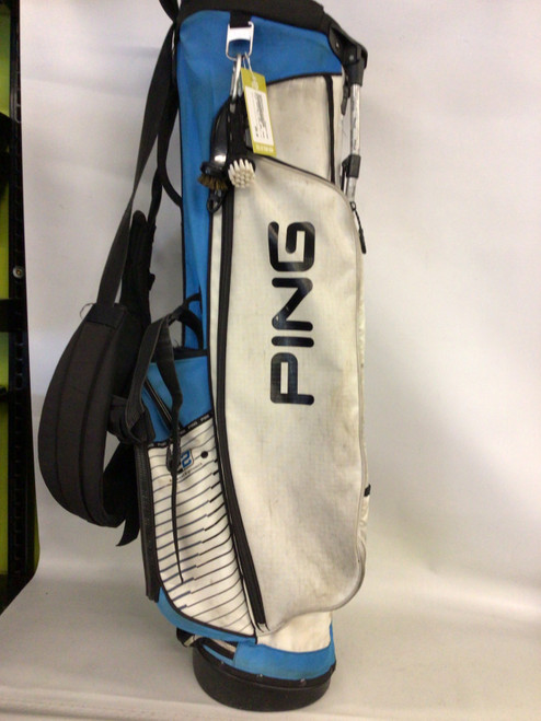 Vist Large View of Product Image Which is Used Ping HOOFER 4 WAY BAG Mens Stand Bag Carolina Blue And White