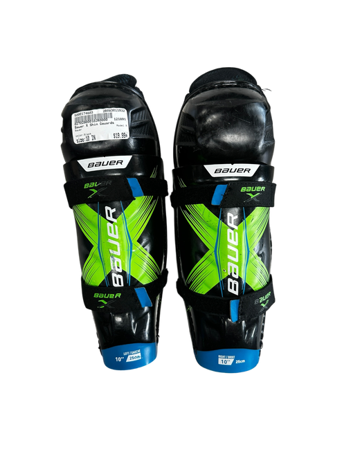 Vist Large View of Product Image Which is Used Bauer X Youth Shin Guards Black 10"