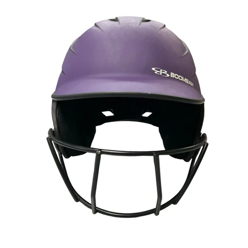 Vist Large View of Product Image Which is Used BoomBah BATTING HELMET W/ MASK Batting Helmet w/Mask Purple One Size