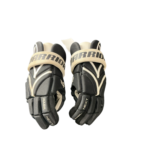 Vist Large View of Product Image Which is Used Warrior RABIL NEXT Lacrosse Gloves Junior Black SM