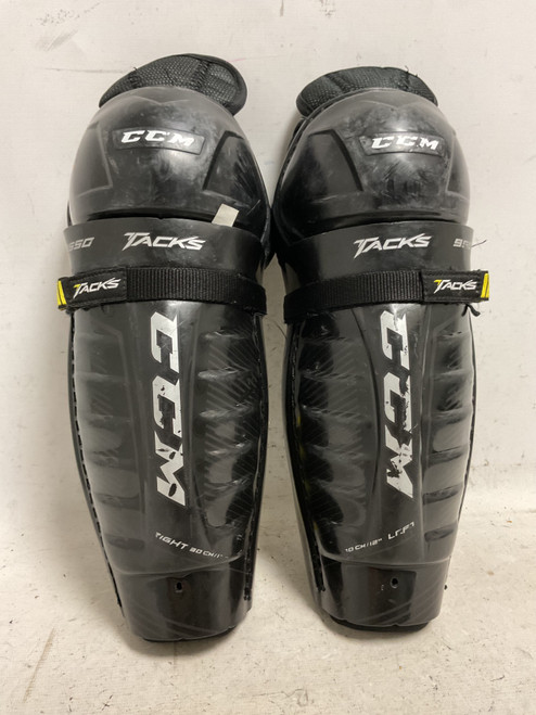 Vist Large View of Product Image Which is Used CCM TACKS 9550 Junior Shin Guards Black And Yellow 10"