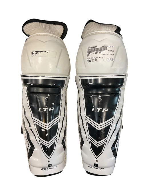Vist Large View of Product Image Which is Used CCM LTP 10 SG Junior Shin Guards Black And White 10"