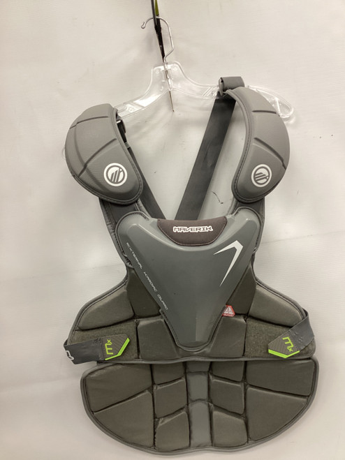Vist Large View of Product Image Which is Used Maverik MX GOALIE CHEST Lacrosse Shoulder Pads Grey L/XL
