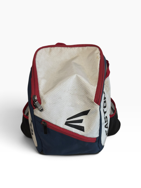 Vist Large View of Product Image Which is Used Easton BAT BAG BB/SB Player Backpack White/Red/Navy