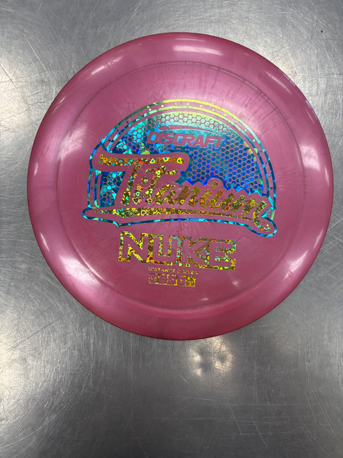 Vist Large View of Product Image Which is Used Discraft TITANIUM NUKE Disc Golf Driver Pink