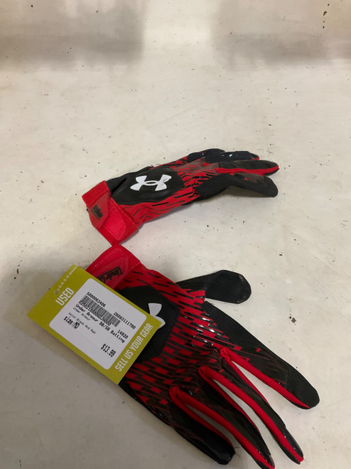 Vist Large View of Product Image Which is Used Under Armour BB/SB Batting Gloves Black And Red MD