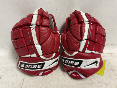 Vist Large View of Product Image Which is Used Nike BAUER VAPOR XXXX Senior Gloves Red And White 13"