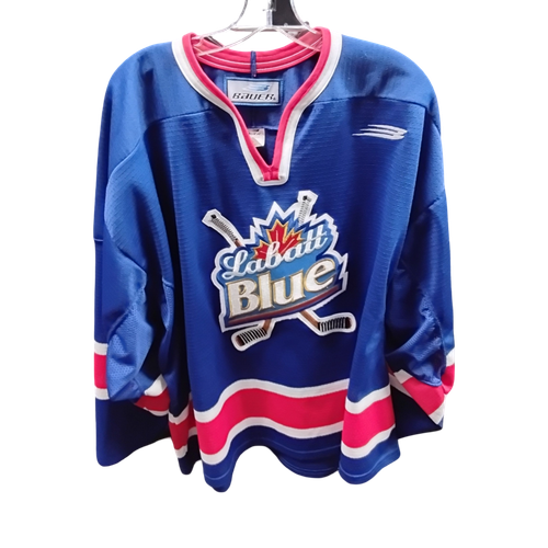 Vist Large View of Product Image Which is Used Bauer Hockey Tops Labatt Blue Senior Navy Blue XL