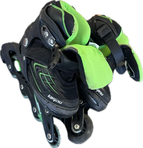 Vist Large View of Product Image Which is Used KAQINU ADJ Junior Rec Fitness Skates Neon Green Adjustable