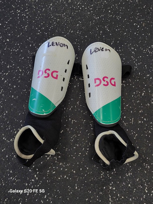 Vist Large View of Product Image Which is Used Dsg Soccer Shin Guards Junior White LG