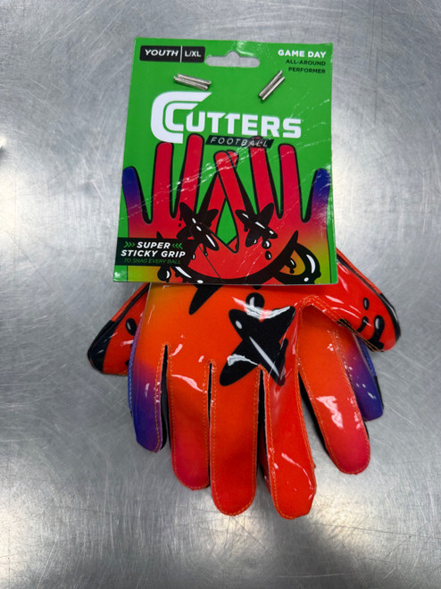 Vist Large View of Product Image Which is New Cutters GAME DAY YOUTH FB Gloves Orange L/XL