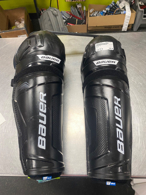 Vist Large View of Product Image Which is Used Bauer X Senior Shin Guards Black 15"