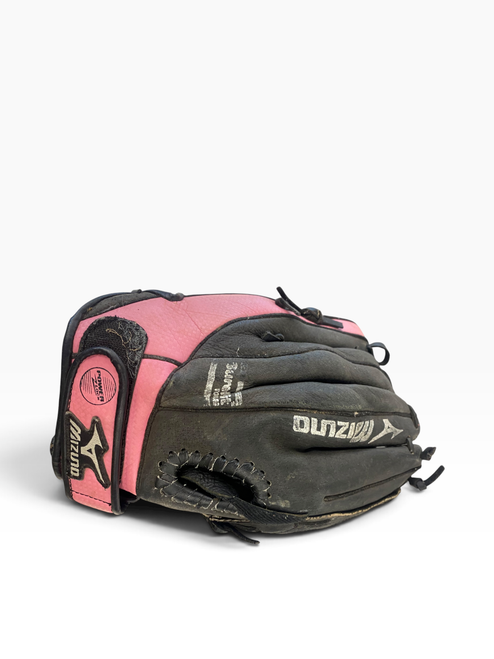 Vist Large View of Product Image Which is Used Mizuno FASTPITCH BB/SB Glove RH Throw Black And Pink 11"