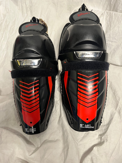 Vist Large View of Product Image Which is Used Bauer LIL SPORT Youth Shin Guards Black 8"