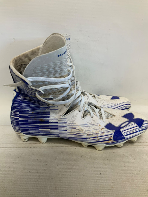 Vist Large View of Product Image Which is Used Under Armour Adult FB Cleats Silver/White/Royal Senior 12