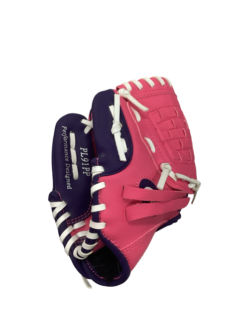 Vist Large View of Product Image Which is Used Rawlings PLAYER SERIES BB/SB Glove LH Throw Purple And Pink 9"
