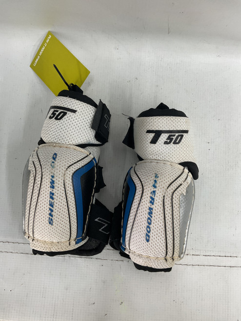 Vist Large View of Product Image Which is Used Sher-wood T50 Youth Elbow Pads XS