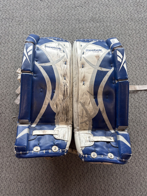 Vist Large View of Product Image Which is Used Reebok 7000 JR Goalie Leg Pads Youth Royal Blue 24"