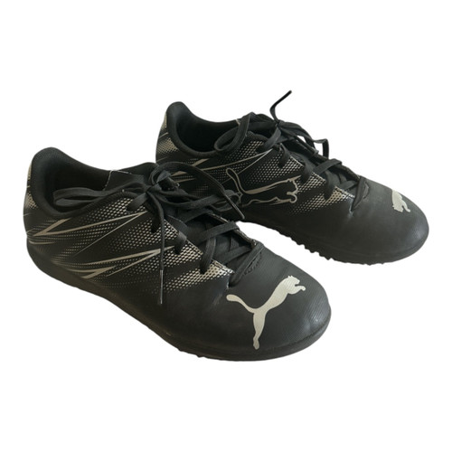 Vist Large View of Product Image Which is Used Puma Soccer Turf Shoes Black And Grey Junior 02