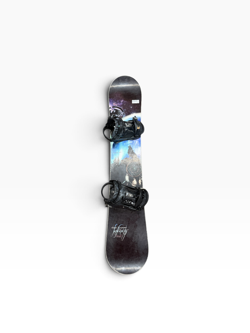 Vist Large View of Product Image Which is USED NEVER SUMMER INFINITY 141CM COMPLETE SNOWBOARD W/UNION RAIDER BINDINGS