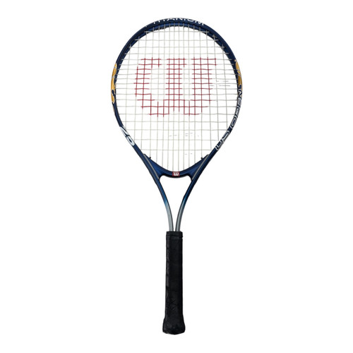Vist Large View of Product Image Which is Used Wilson U.S OPEN Adult Tennis Racquet Navy Blue 4"