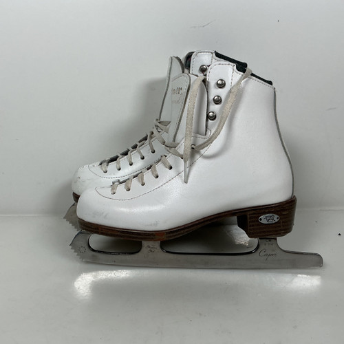Vist Large View of Product Image Which is Used Riedell Diamond Wide Girls Figure Skate White Jr 3