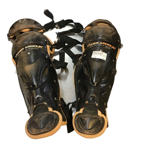 Vist Large View of Product Image Which is Used Under Armour UALG2-JRVS Catchers Leg Guards Black Junior