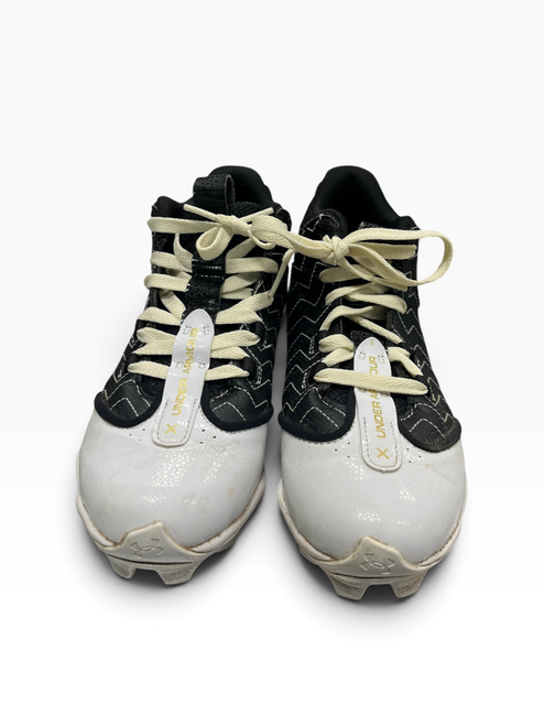 Vist Large View of Product Image Which is Used Under Armour Jr FB Cleats Black Junior 04