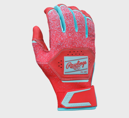 Vist Large View of Product Image Which is New ADULT RED/LIGHT BLUE SPLATTER WORKHORSE BATTING GLOVES